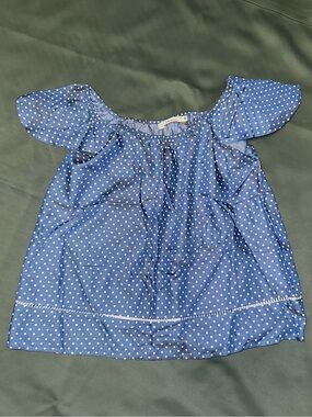 Have Blue Polka Dot Off-Shoulder Top